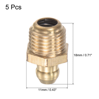 Harfington Uxcell Brass Straight Hydraulic Grease Fitting Accessories M10 x 1mm Thread, 5Pcs