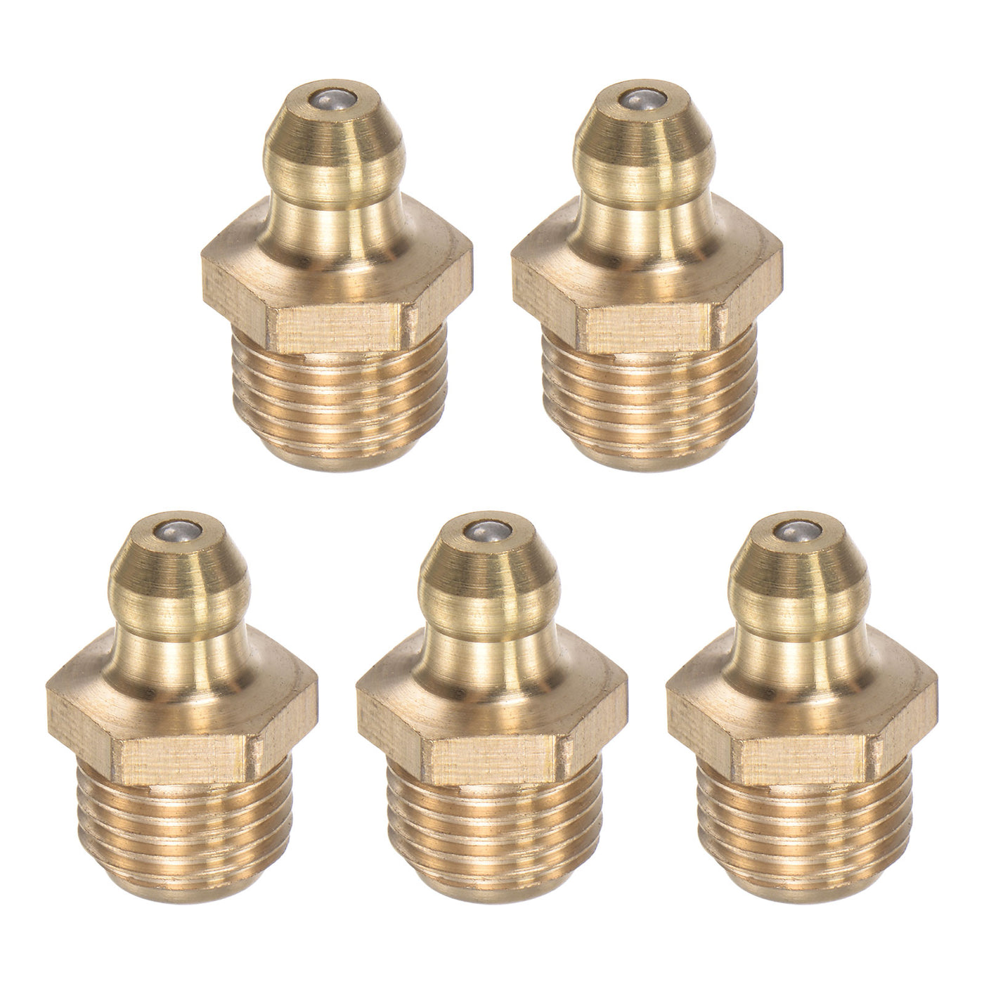 uxcell Uxcell Brass Straight Hydraulic Grease Fitting Accessories M10 x 1mm Thread, 5Pcs