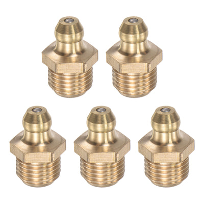 uxcell Uxcell Brass Straight Hydraulic Grease Fitting Accessories M10 x 1mm Thread, 5Pcs