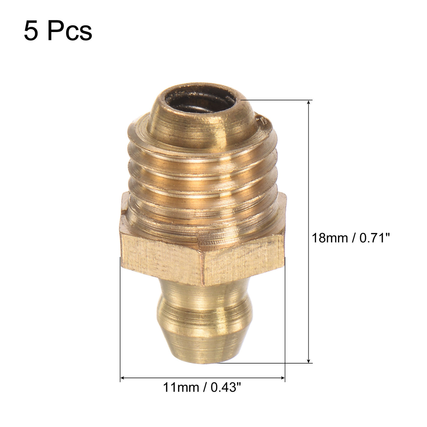 uxcell Uxcell Brass Straight Hydraulic Grease Fitting Accessories M10 x 1.25mm Thread, 5Pcs