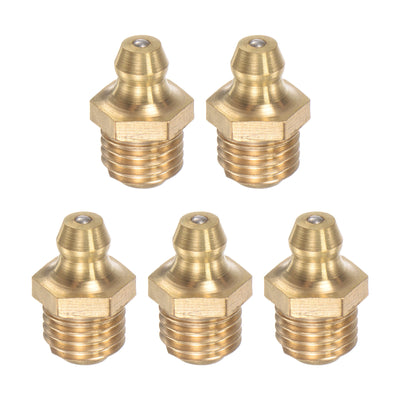 uxcell Uxcell Brass Straight Hydraulic Grease Fitting Accessories M10 x 1.25mm Thread, 5Pcs