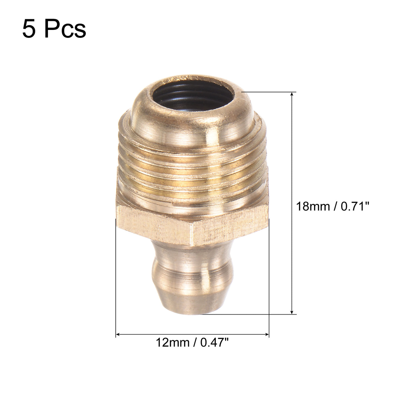 uxcell Uxcell Brass Straight Hydraulic Grease Fitting Accessories M12 x 1mm Thread, 5Pcs