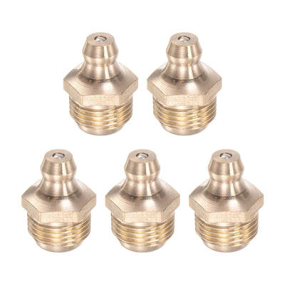 uxcell Uxcell Brass Straight Hydraulic Grease Fitting Accessories M12 x 1mm Thread, 5Pcs