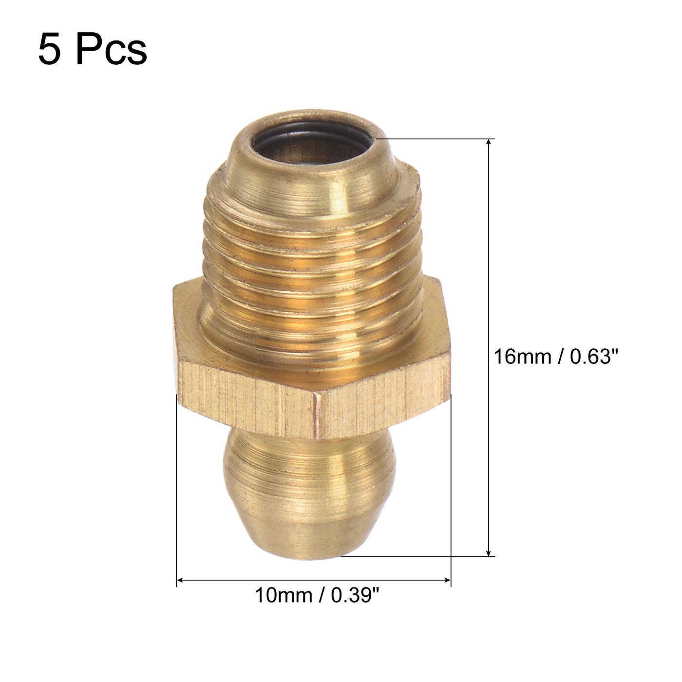 uxcell Uxcell Brass Hydraulic Grease Fitting Assortment 5/16"-32 Thread 10mm Width, 5Pcs