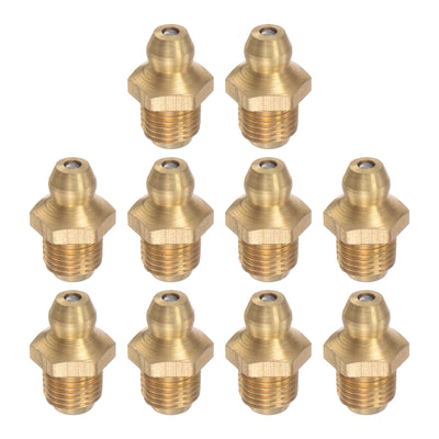 uxcell Uxcell Brass Hydraulic Grease Fitting Assortment 5/16"-32 Thread 10mm Width, 10Pcs