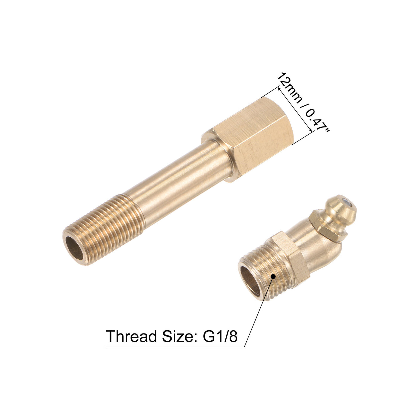 uxcell Uxcell Brass Straight Hydraulic Grease Fitting G1/8 Thread 65mm Length