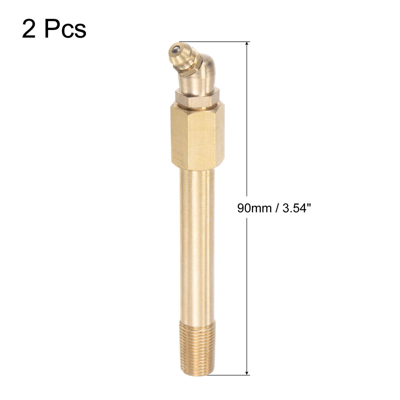 uxcell Uxcell Brass Straight Hydraulic Grease Fitting G1/8 Thread 90mm Length, 2Pcs