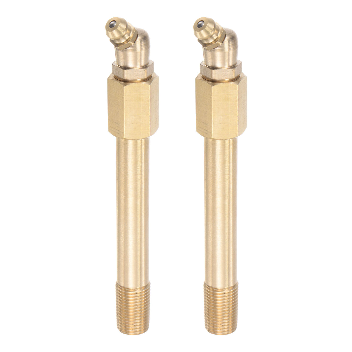 uxcell Uxcell Brass Straight Hydraulic Grease Fitting G1/8 Thread 90mm Length, 2Pcs