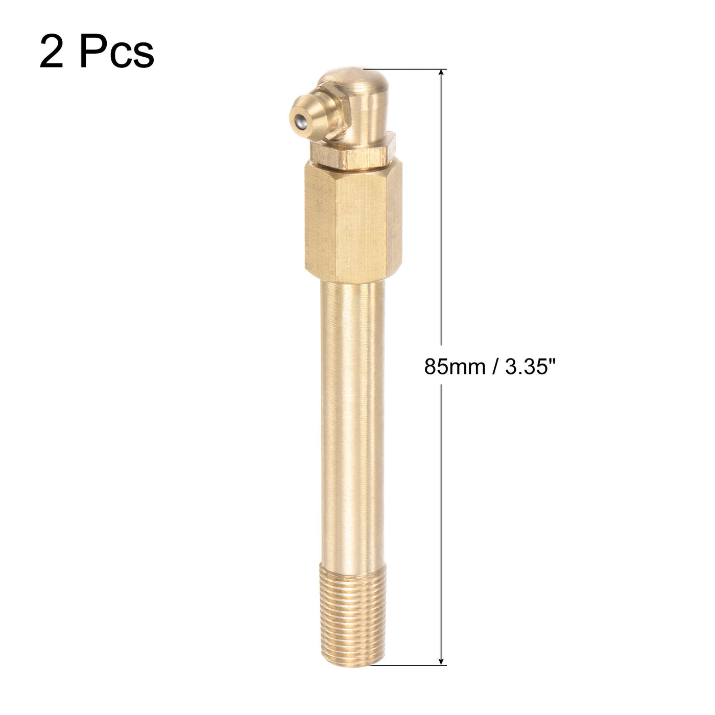 uxcell Uxcell Brass Straight Hydraulic Grease Fitting G1/8 Thread 85mm Length, 2Pcs