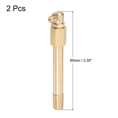 Harfington Uxcell Brass Straight Hydraulic Grease Fitting G1/8 Thread 85mm Length, 2Pcs