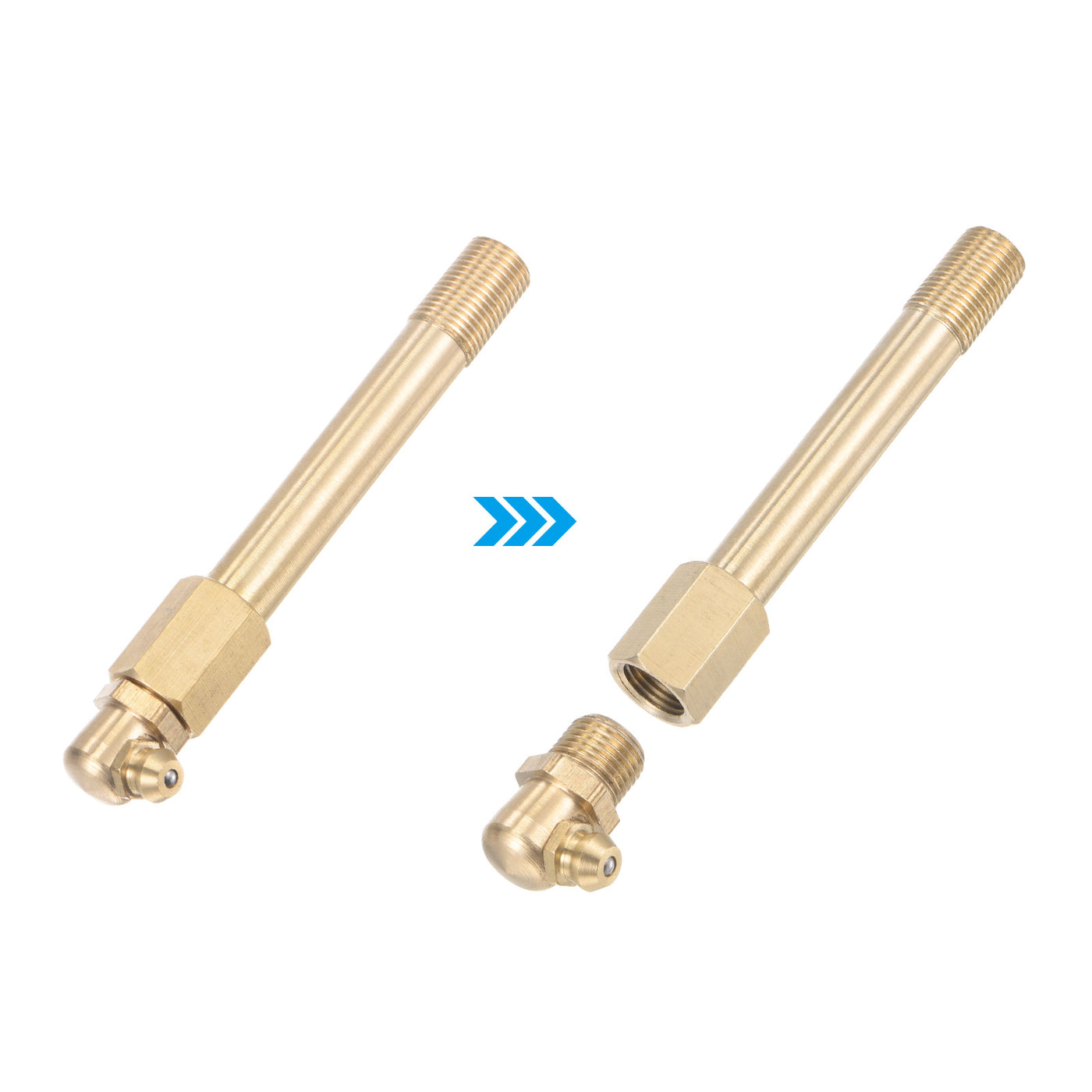 uxcell Uxcell Brass Straight Hydraulic Grease Fitting G1/8 Thread 85mm Length, 2Pcs