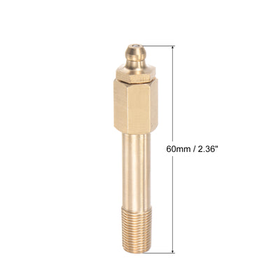 Harfington Uxcell Brass Straight Hydraulic Grease Fitting G1/8 Thread 60mm Length