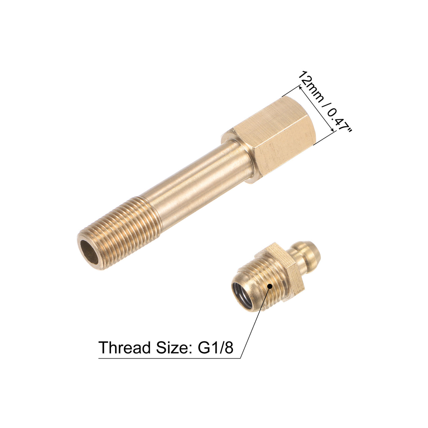 uxcell Uxcell Brass Straight Hydraulic Grease Fitting G1/8 Thread 60mm Length