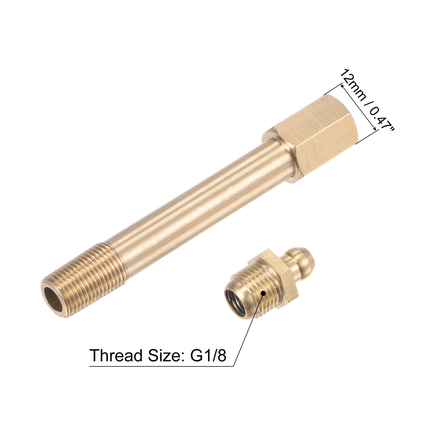 uxcell Uxcell Brass Straight Hydraulic Grease Fitting G1/8 Thread 80mm Length, 2Pcs