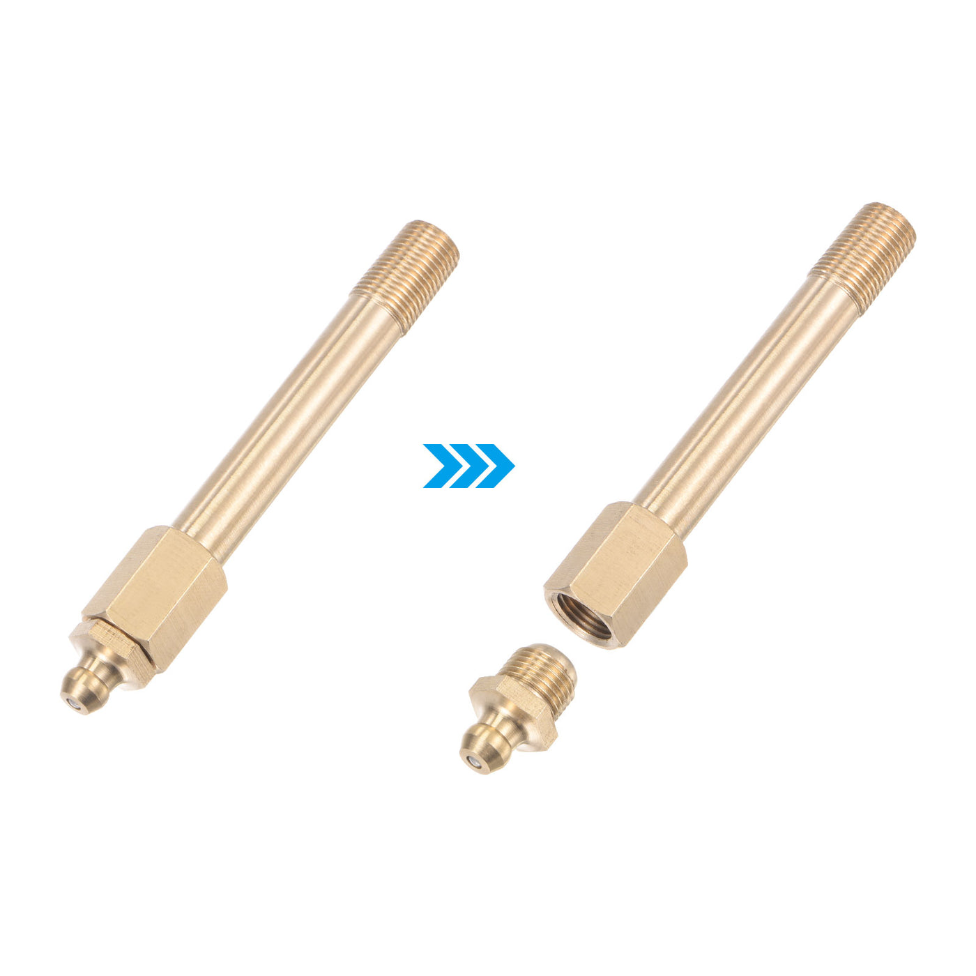 uxcell Uxcell Brass Straight Hydraulic Grease Fitting G1/8 Thread 80mm Length, 2Pcs