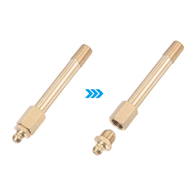 Harfington Uxcell Brass Straight Hydraulic Grease Fitting G1/8 Thread 80mm Length, 2Pcs