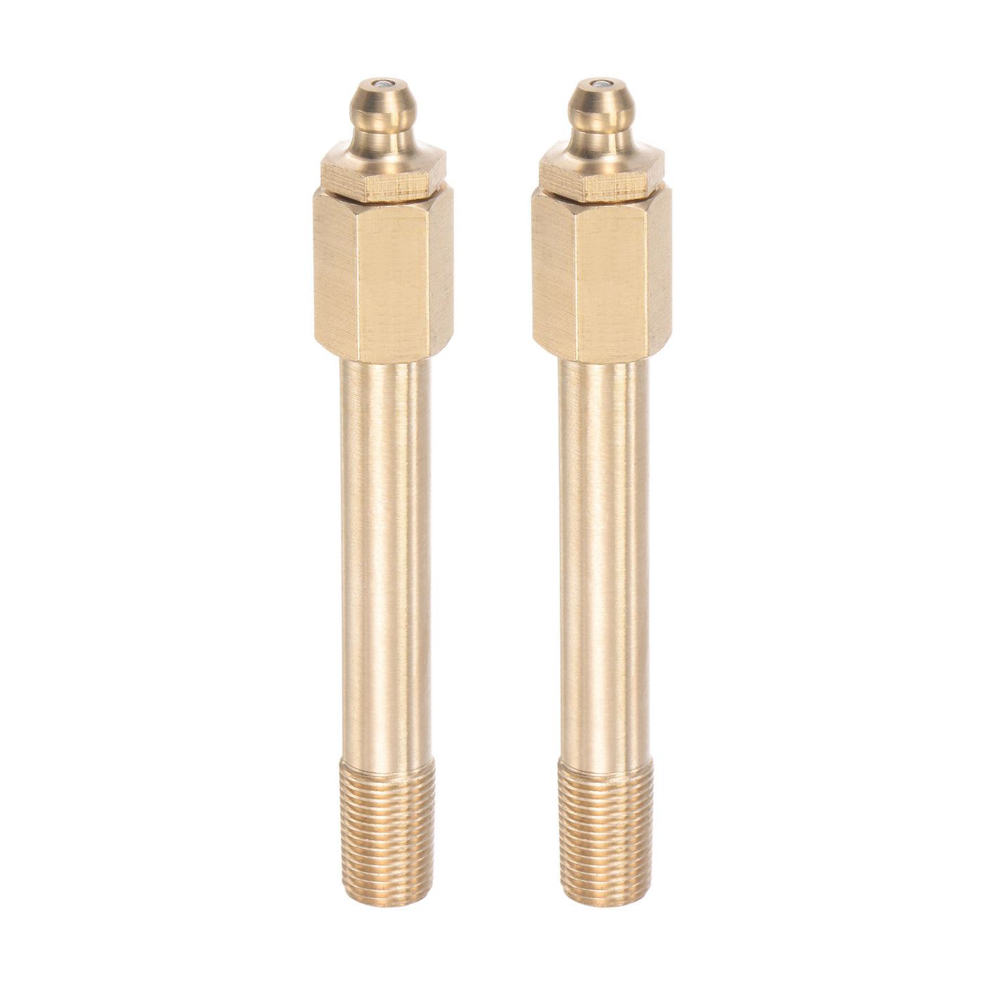 uxcell Uxcell Brass Straight Hydraulic Grease Fitting G1/8 Thread 80mm Length, 2Pcs