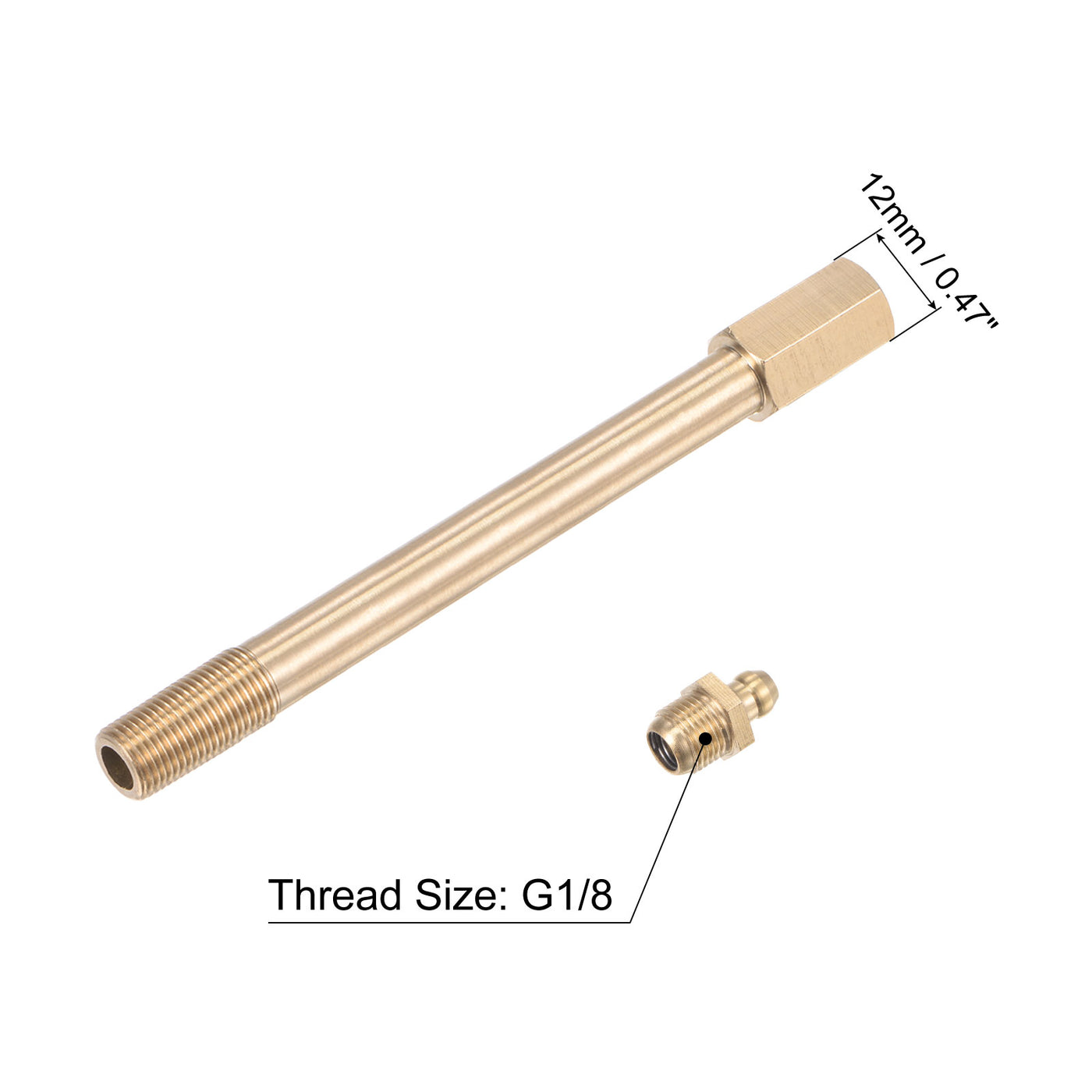 uxcell Uxcell Brass Straight Hydraulic Grease Fitting G1/8 Thread 130mm Length