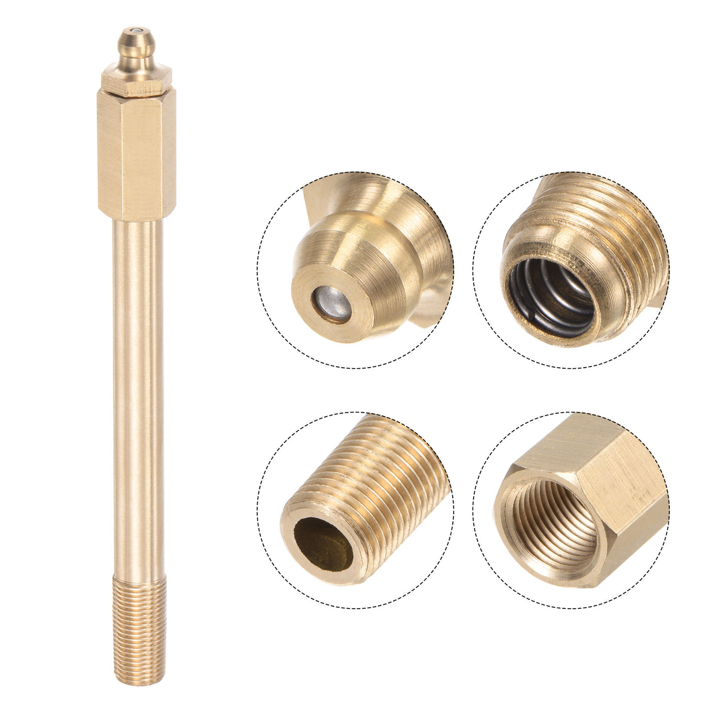 uxcell Uxcell Brass Straight Hydraulic Grease Fitting G1/8 Thread 130mm Length