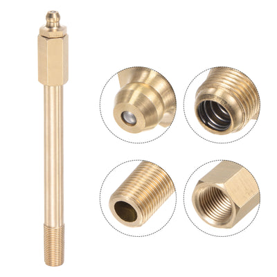 Harfington Uxcell Brass Straight Hydraulic Grease Fitting G1/8 Thread 130mm Length