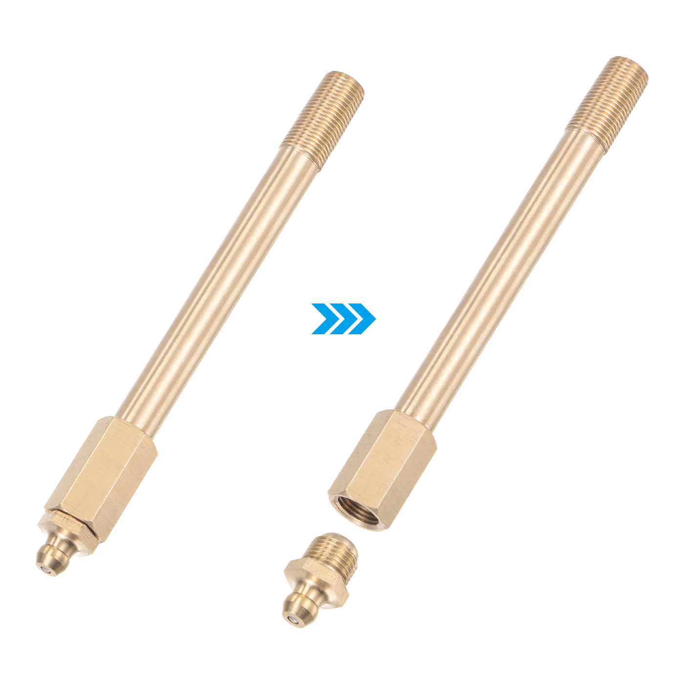 uxcell Uxcell Brass Straight Hydraulic Grease Fitting G1/8 Thread 130mm Length