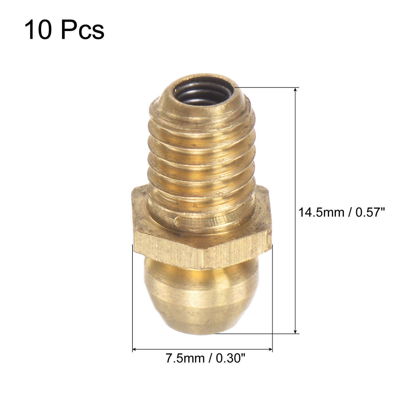 uxcell Uxcell Brass Straight Hydraulic Grease Fitting Accessories M6 x 1 Thread, 10Pcs