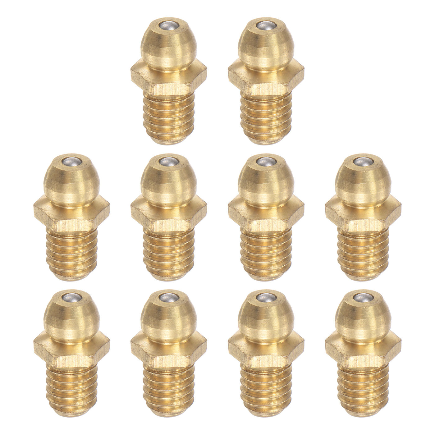 uxcell Uxcell Brass Straight Hydraulic Grease Fitting Accessories M6 x 1 Thread, 10Pcs