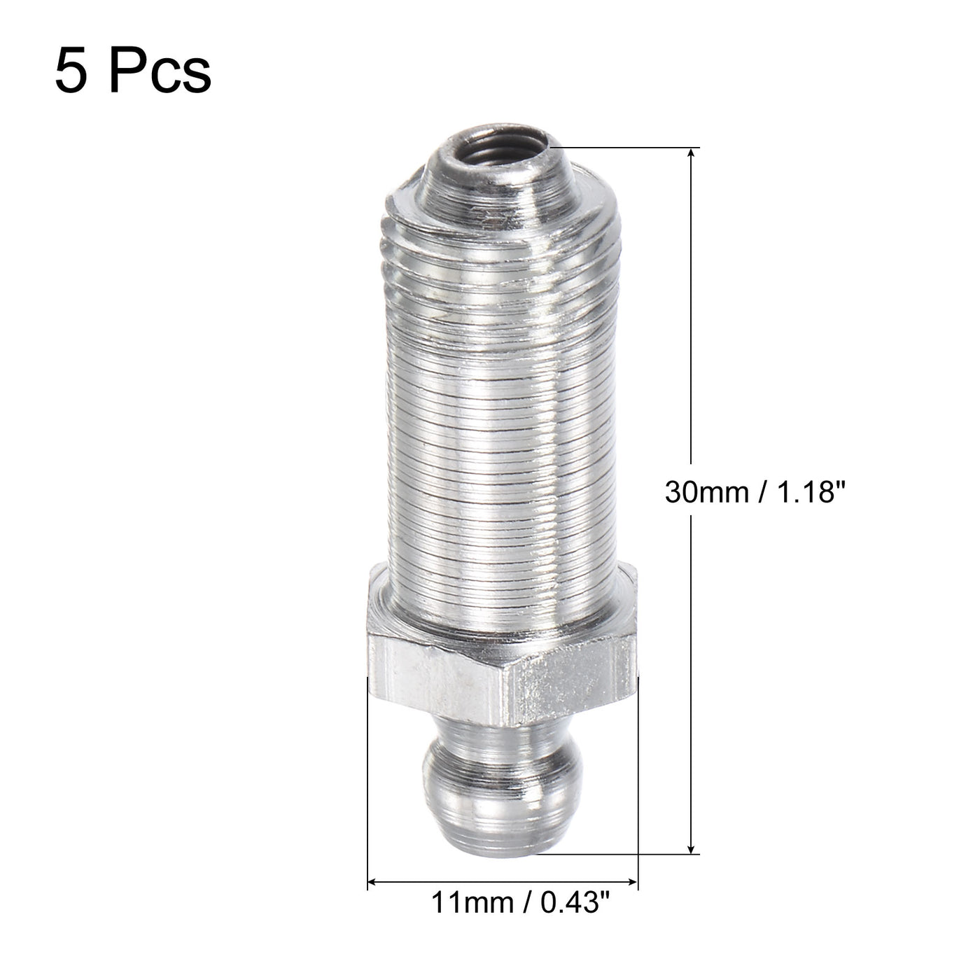 uxcell Uxcell Steel Hydraulic Grease Fitting Assortment G1/8inch Thread 11mm Width, 5Pcs