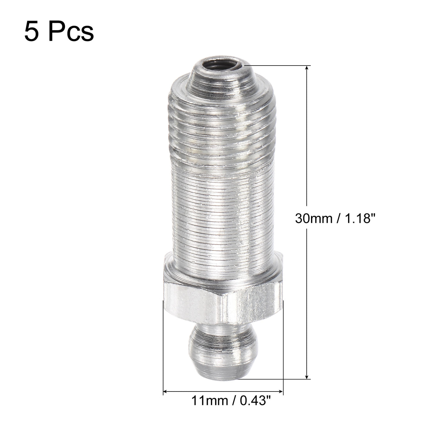 uxcell Uxcell Steel Hydraulic Grease Fitting Assortment G1/8" Thread 11mm Width, 5Pcs