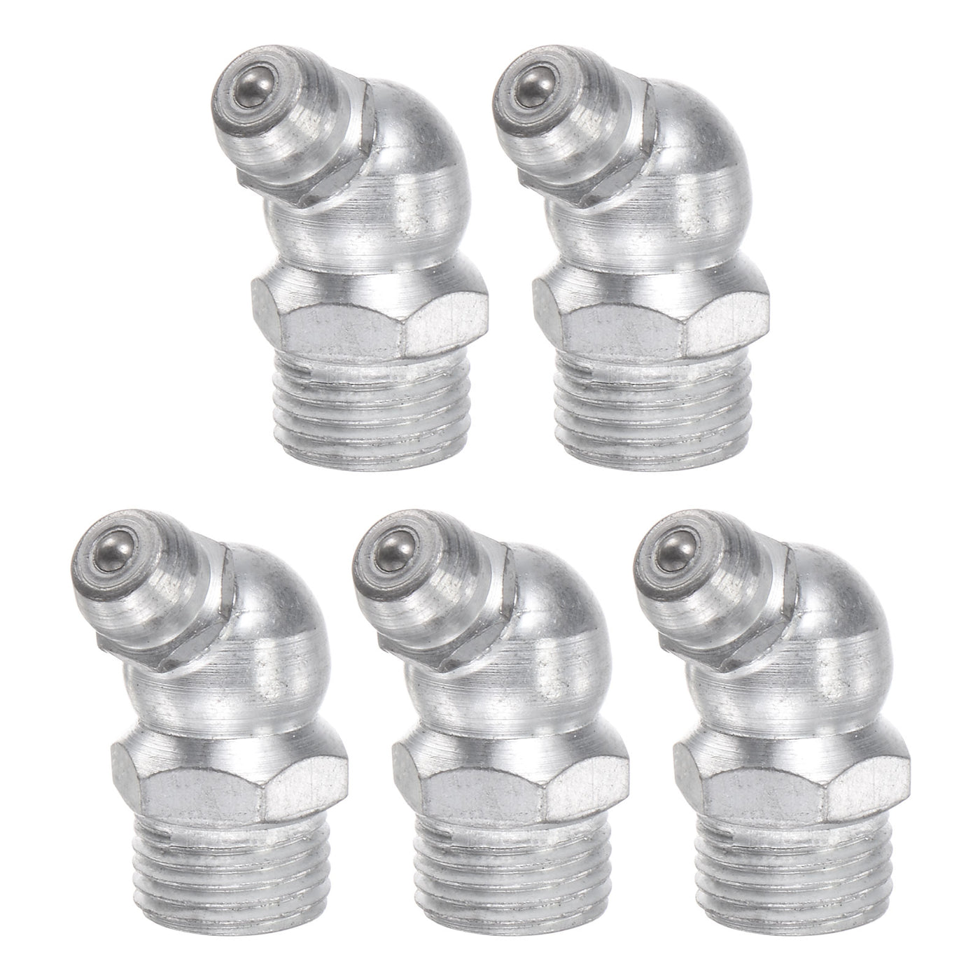 uxcell Uxcell Nickel-Plated Iron Straight Grease Fitting G1/8 Thread 11mm Width, 5Pcs