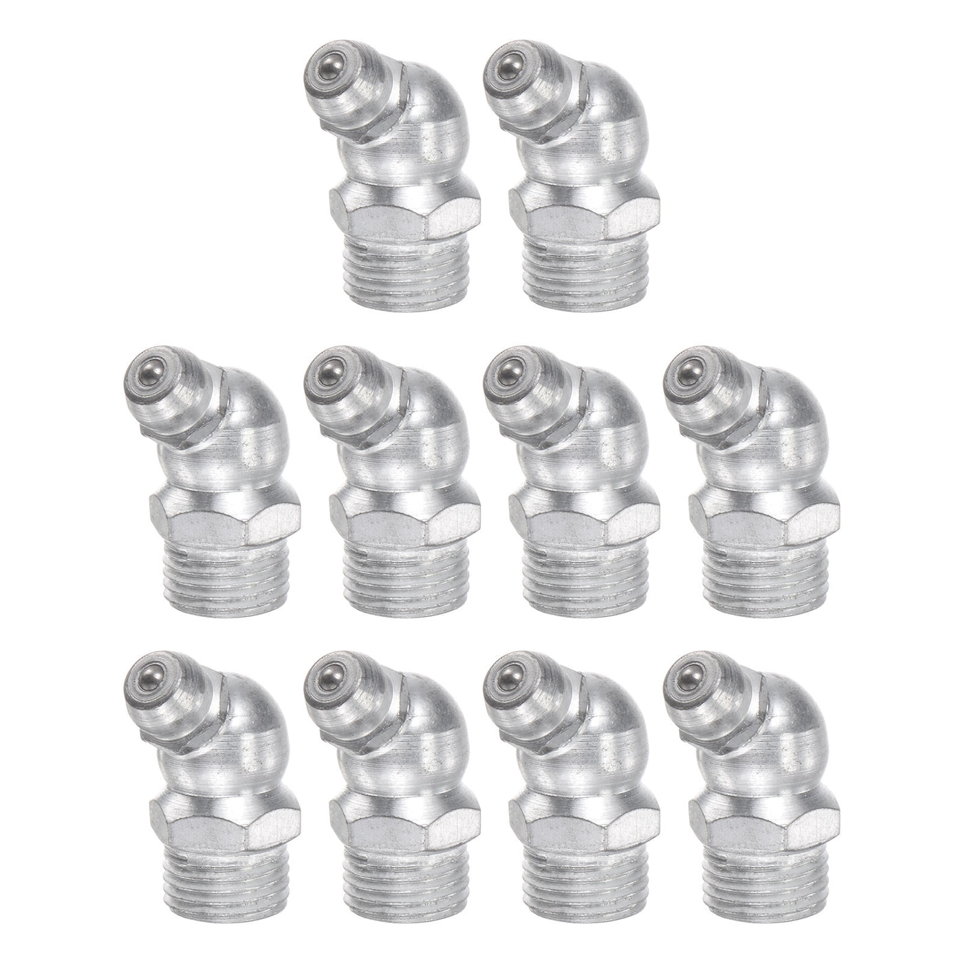 uxcell Uxcell Nickel-Plated Iron Straight Grease Fitting G1/8 Thread 11mm Width, 10Pcs