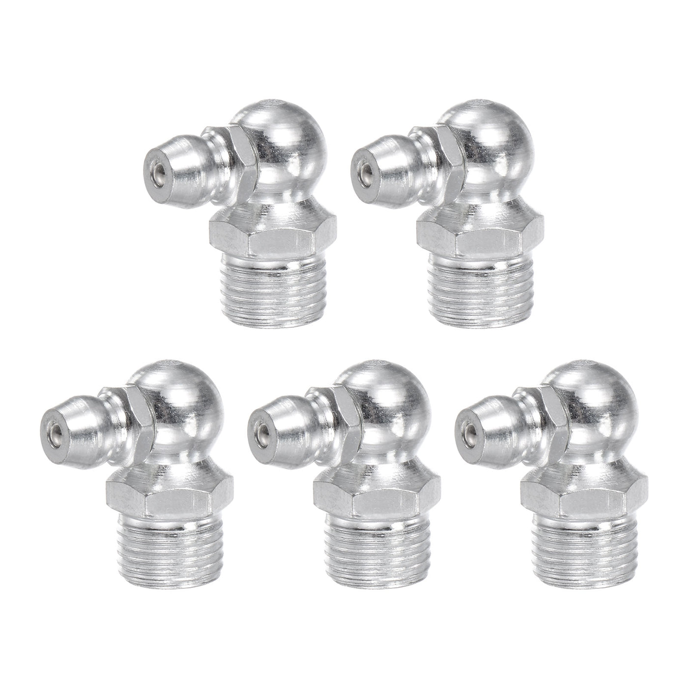 uxcell Uxcell Nickel-Plated Iron Straight Grease Fitting G1/8 Thread 10mm Width, 5Pcs