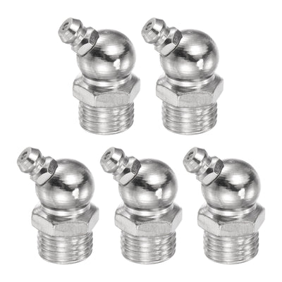 uxcell Uxcell Nickel-Plated Iron Straight Grease Fitting G1/4inch Thread 14mm Width, 5Pcs