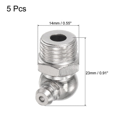 Harfington Uxcell Nickel-Plated Iron Straight Grease Fitting G1/4" Thread 14mm Width, 5Pcs