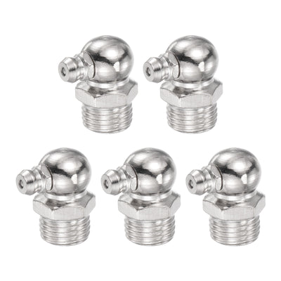 uxcell Uxcell Nickel-Plated Iron Straight Grease Fitting G1/4" Thread 14mm Width, 5Pcs