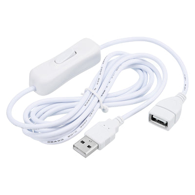 Harfington USB Extension Cable with Switch 2 Meter USB Male to Female Cord White