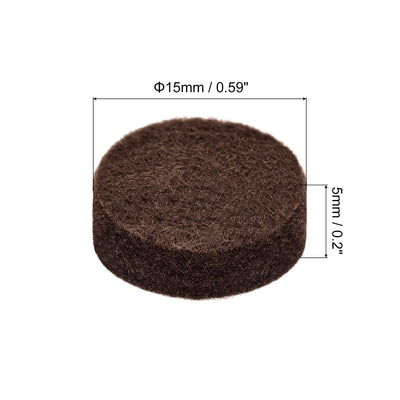 Harfington Uxcell Felt Furniture Pads 15mm Dia 5mm Thick Adhesive Floor Protectors, Brown 100Pcs