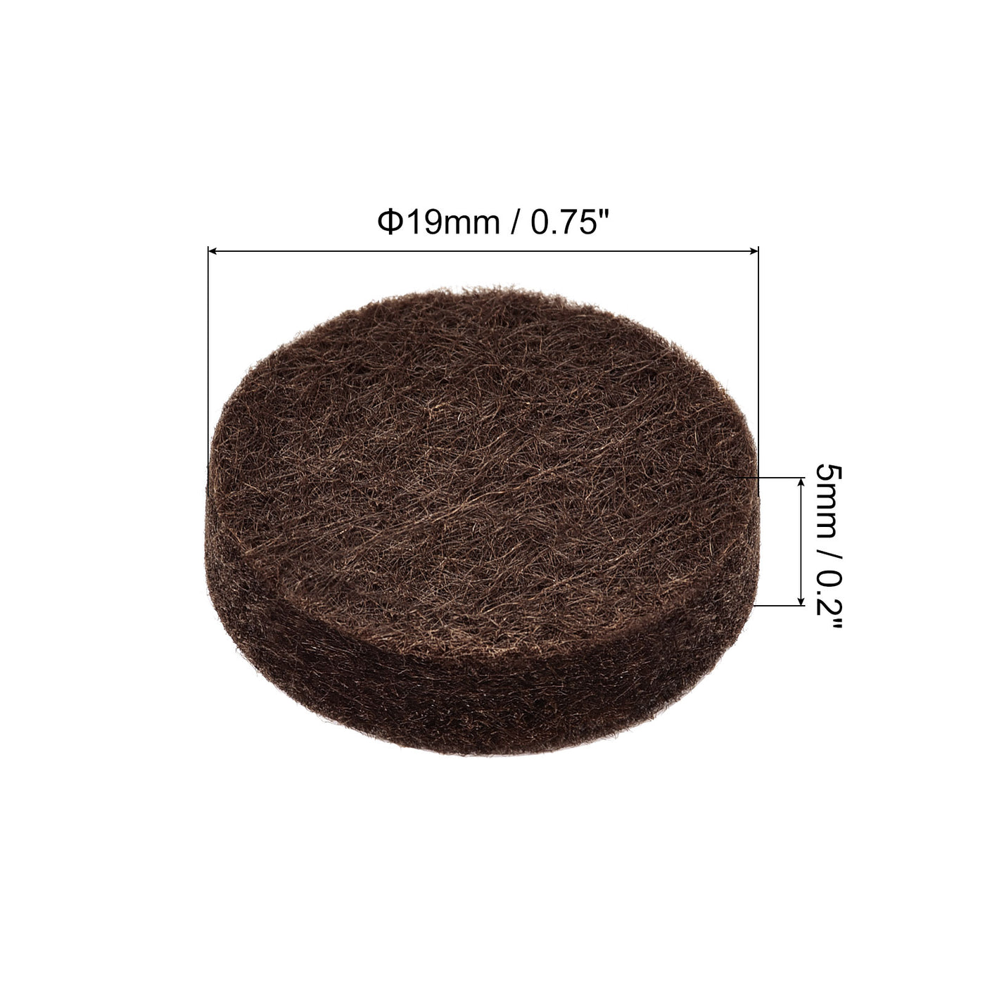 uxcell Uxcell Felt Furniture Pads 19mm Dia 5mm Thick Adhesive Floor Protectors, Brown 200Pcs