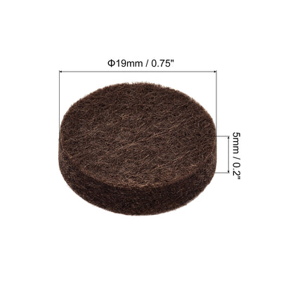 Harfington Uxcell Felt Furniture Pads 19mm Dia 5mm Thick Adhesive Floor Protectors, Brown 200Pcs