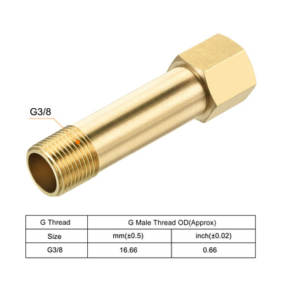 Harfington 3 Stück Messing Rohr Verschraubung G3/8 Innengewinde auf G3/8 Außengewinde Adapter 75mm Länge Verlängerungsverbinder Sechskant Rohrkupplung