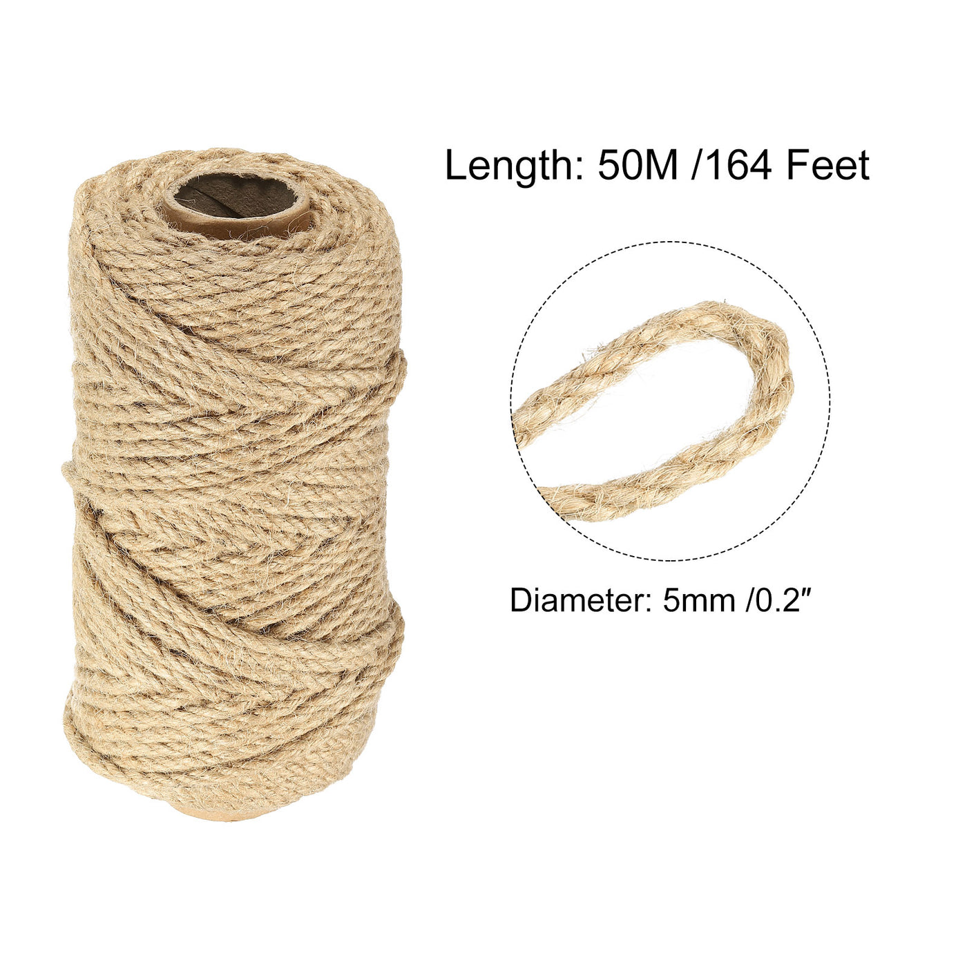 Harfington Jutegarn 5mm 164Ft Bastelschnur für Geschenk Gartenarbeit Hochzeit Dekor Braun