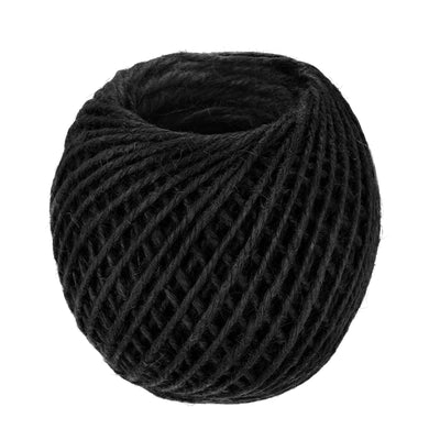 Harfington 328Ft 2.5mm Schnur Jute für Kunst Geschenkpackung Garten Hochzeit Dekor Schwarz