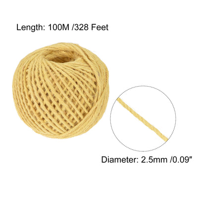 Harfington 328Ft 2.5mm Schnur Jute für Kunst Geschenkpackung Garten Hochzeit Dekor Gelb