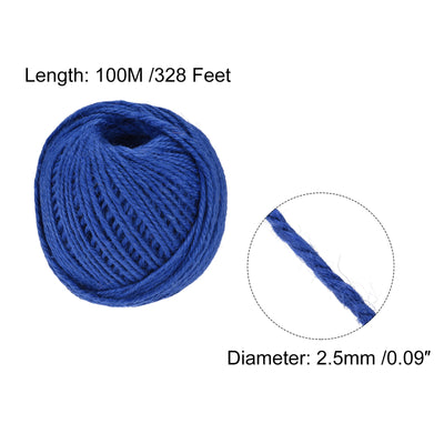 Harfington 328Ft 2.5mm Schnur Jute für Kunst Geschenkpackung Garten Hochzeit Dekor Hellblau