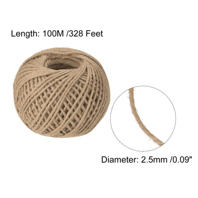 Harfington 328Ft 2.5mm Schnur Jute für Kunst Geschenkpackung Garten Hochzeit Dekor Braun