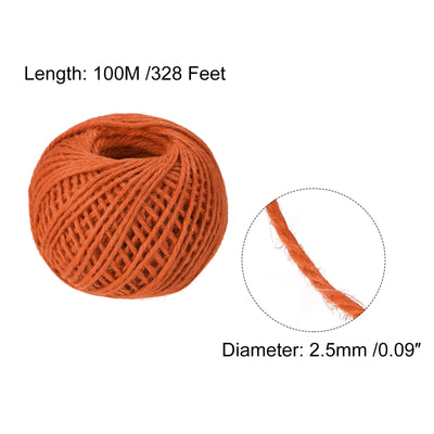 Harfington 328Ft 2.5mm Schnur Jute für Kunst Geschenkpackung Garten Hochzeit Dekor Orange