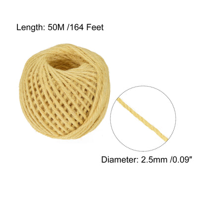 Harfington 164Ft 2.5mm Schnur Jute für Kunst Geschenkpackung Garten Hochzeit Dekor Gelb