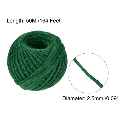 Harfington 164Ft 2.5mm Schnur Jute für Kunst Geschenkpackung Garten Hochzeit Dunkel Grün