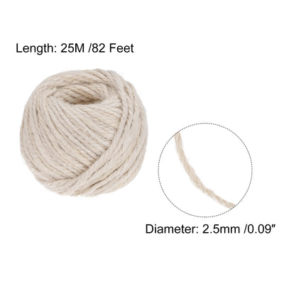 Harfington 82Ft 2.5mm Schnur Jute für Kunst Geschenkpackung Garten Hochzeit Dekor Beige