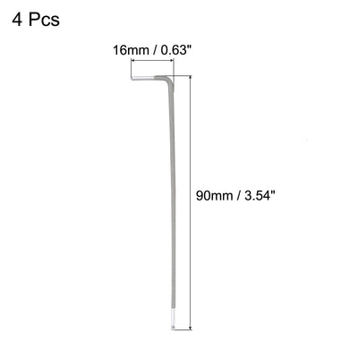 Harfington Uxcell 4 Stück Kugelkopf Sechskantschlüssel L Förmige Lange Arm S2 Stahl Reparaturwerkzeug Ersatz Silber 1,5mm